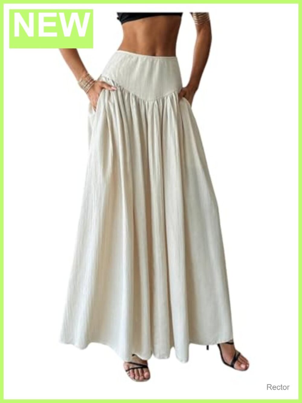 Milumia Women's Pleated Flowy Long Maxi Skirt High Waist with Pockets